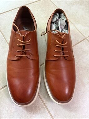 Jousen Milan Men's Casual Derby Shoes in Brown - Classic Leather Lace-Up Sz 12